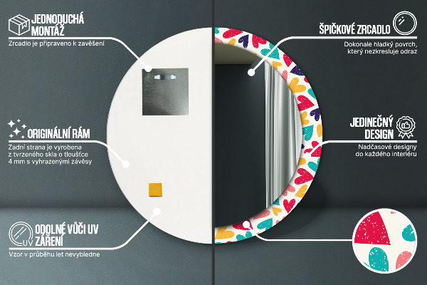 Ogledalo z okrasnim okvirjem Pisana srca