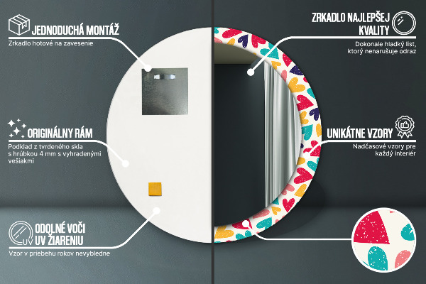 Ogledalo z okrasnim okvirjem Pisana srca