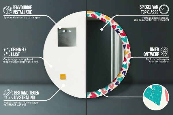 Ogledalo z okrasnim okvirjem Pisana srca