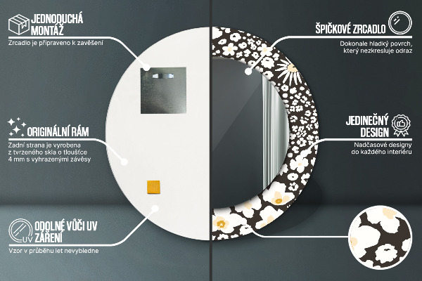 Tiskano ogledalo Stokrotka Slonokoščena