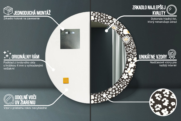 Tiskano ogledalo Stokrotka Slonokoščena