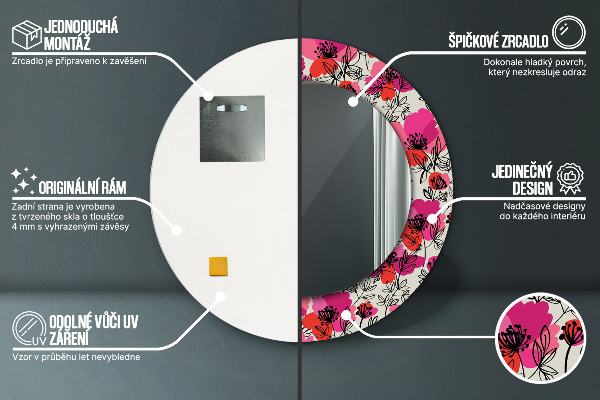 Tiskano ogledalo Roza maki