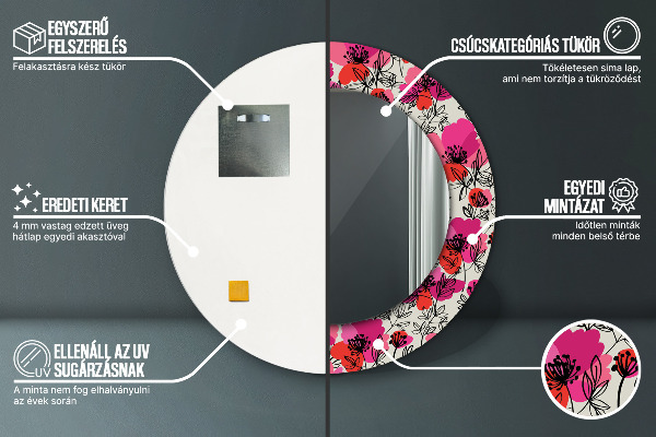 Tiskano ogledalo Roza maki