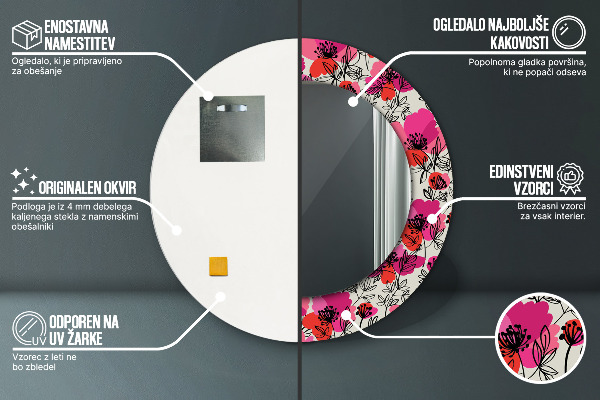 Tiskano ogledalo Roza maki