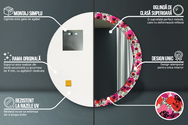 Tiskano ogledalo Roza maki