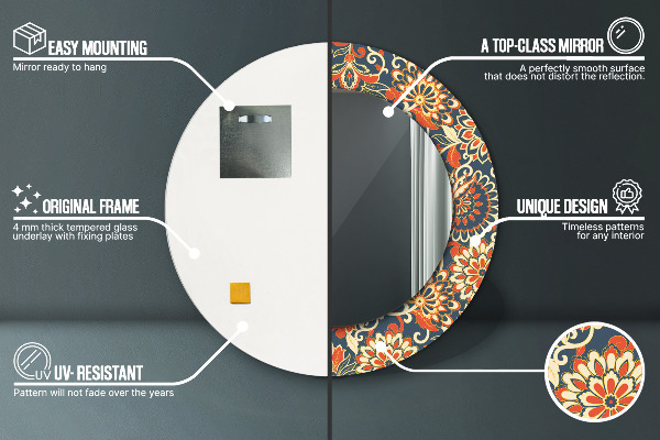 Ogledalo s potiskanim okvirjem Ilustracija cvetnega leta