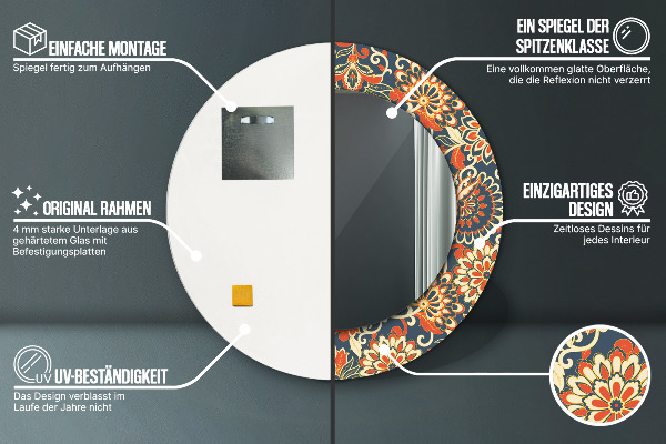 Ogledalo s potiskanim okvirjem Ilustracija cvetnega leta