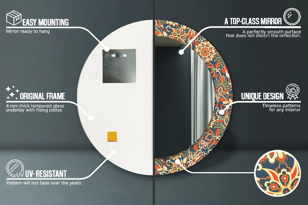 Ogledalo s potiskanim okvirjem Ilustracija cvetnega leta