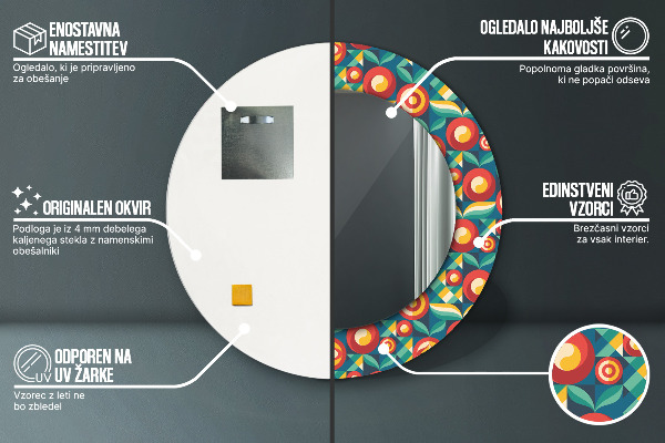 Ogledalo z okrasnim okvirjem Geometrijsko sadje in listi