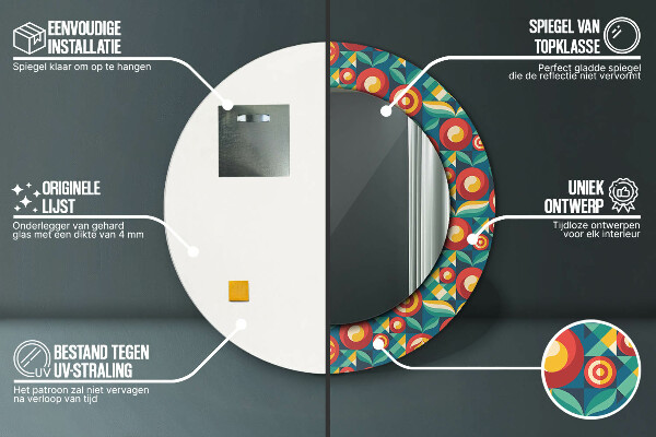 Ogledalo z okrasnim okvirjem Geometrijsko sadje in listi