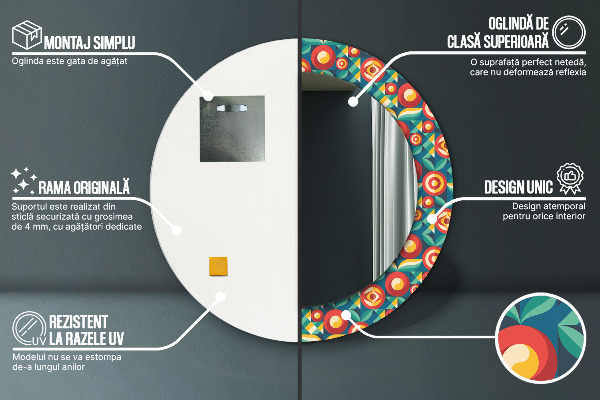 Ogledalo z okrasnim okvirjem Geometrijsko sadje in listi