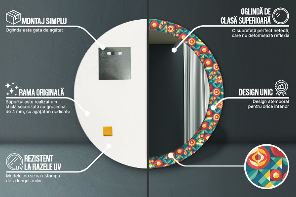Ogledalo z okrasnim okvirjem Geometrijsko sadje in listi