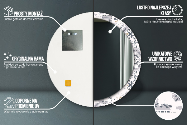 Ogledalo s potiskanim okvirjem Retro ploščice