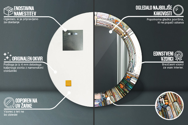 Okrasno ogledalo Izvlečno vitražno steklo