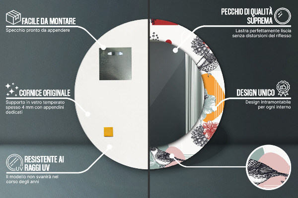 Okrasno ogledalo Abstrakcija s pticami