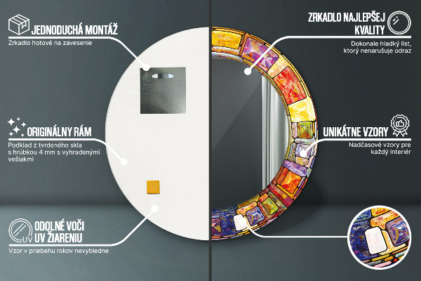 Tiskano ogledalo Obarvano vitražno steklo