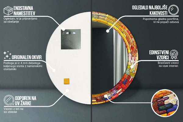 Tiskano ogledalo Obarvano vitražno steklo