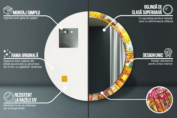 Tiskano ogledalo Obarvano vitražno steklo