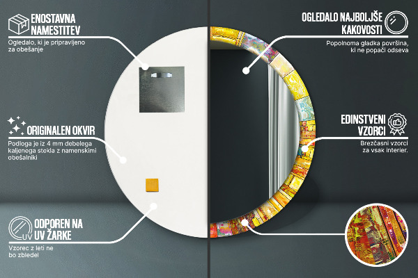 Tiskano ogledalo Obarvano vitražno steklo
