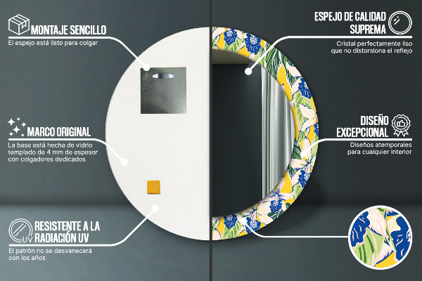 Okrasno ogledalo Modra in rumena orhideja