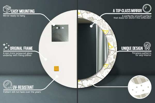 Dekorativno ogledalo Rumene ptice na vejah