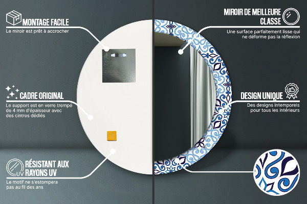 Ogledalo z okrasnim okvirjem Modri ​​arabski vzorec