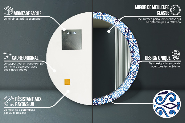 Ogledalo z okrasnim okvirjem Modri ​​arabski vzorec