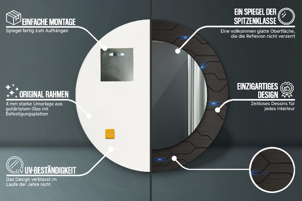 Ogledalo z okrasnim okvirjem Futuristični povzetek