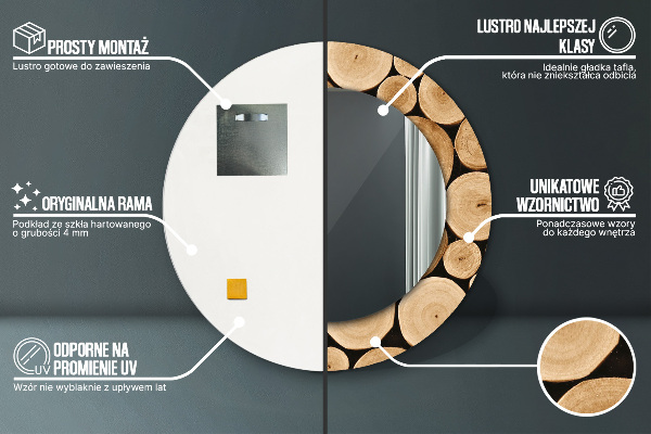 Ogledalo z okrasnim okvirjem Leseni hlodi