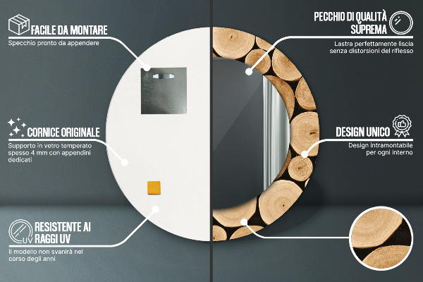 Ogledalo z okrasnim okvirjem Leseni hlodi