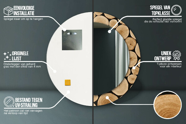 Ogledalo z okrasnim okvirjem Leseni hlodi