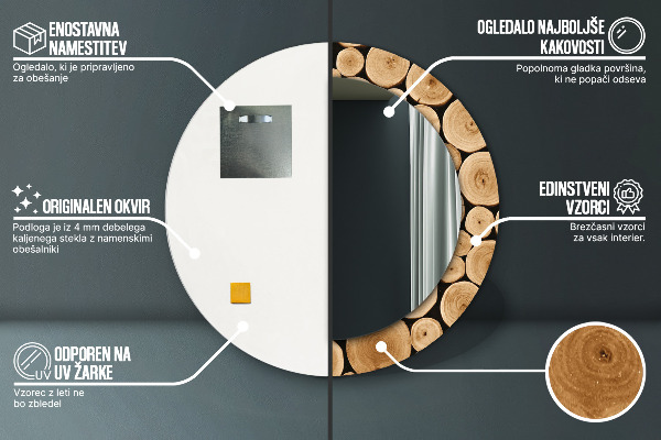 Ogledalo z okrasnim okvirjem Leseni hlodi