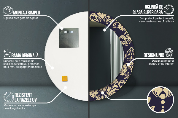 Ogledalo z okrasnim okvirjem Cvetni vzorec