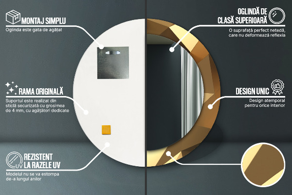 Tiskano ogledalo Zlata abstrakcija