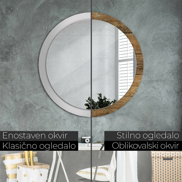 Ogledalo s potiskanim okvirjem Stari les