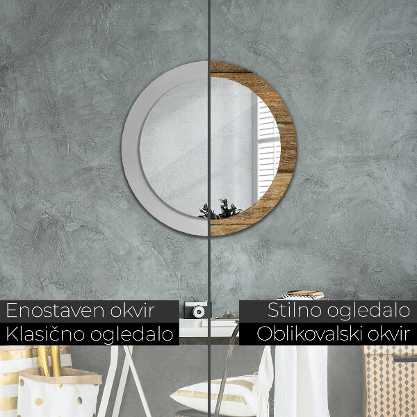 Ogledalo s potiskanim okvirjem Stari les