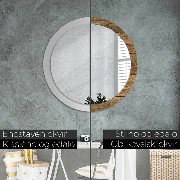 Ogledalo s potiskanim okvirjem Stari les