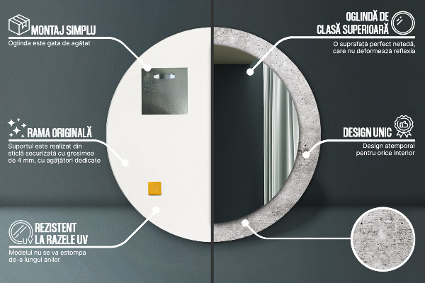 Tiskano ogledalo Sivi beton