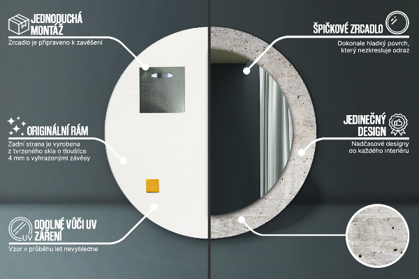 Tiskano ogledalo Sivi beton