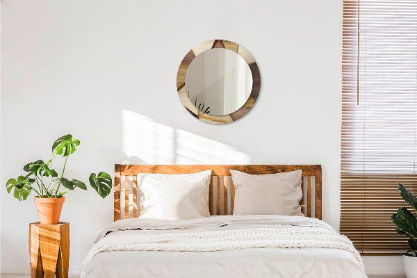 Ogledalo z okrasnim okvirjem Geometrijski 3D les