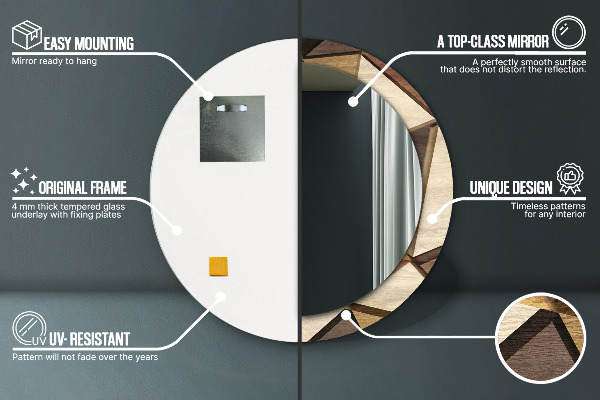 Ogledalo z okrasnim okvirjem Geometrijski 3D les