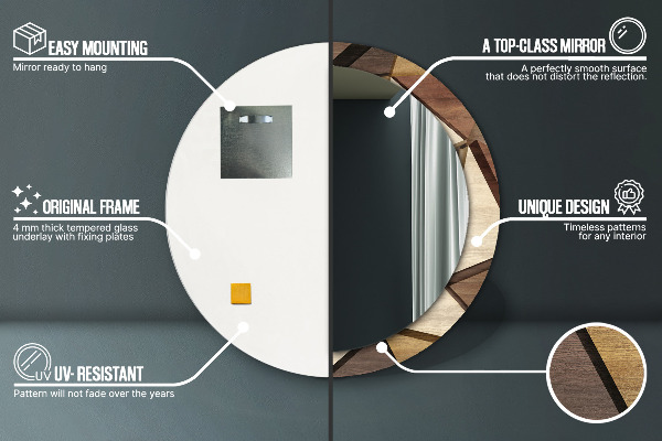 Ogledalo z okrasnim okvirjem Geometrijski 3D les