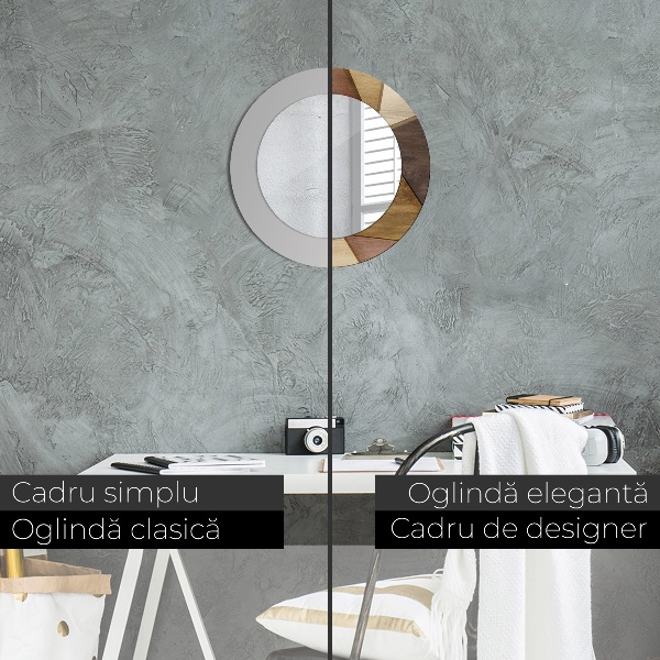 Ogledalo z okrasnim okvirjem Geometrijski 3D les