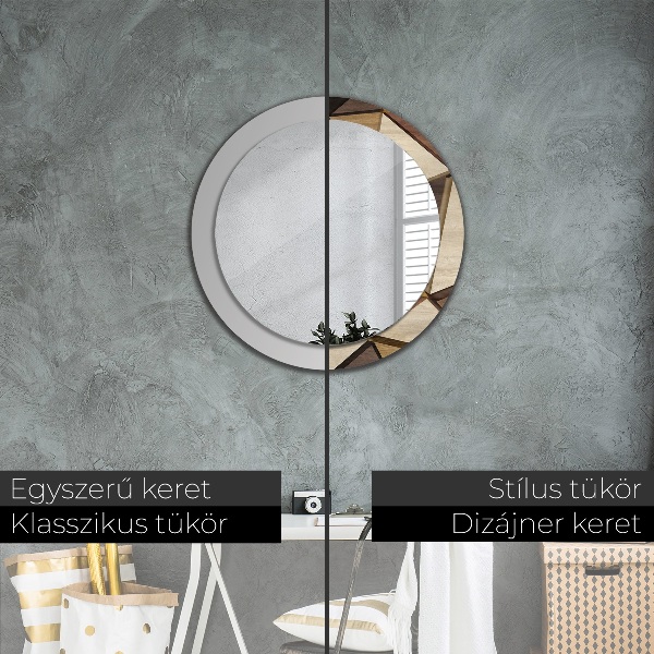 Ogledalo z okrasnim okvirjem Geometrijski 3D les