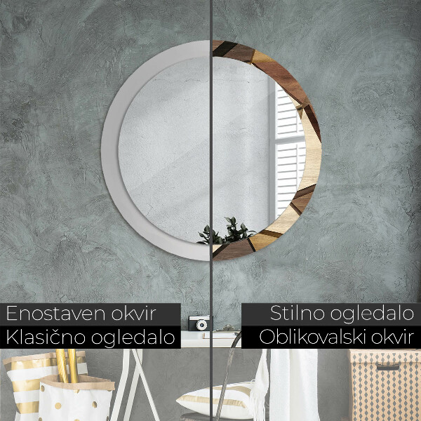 Ogledalo z okrasnim okvirjem Geometrijski 3D les
