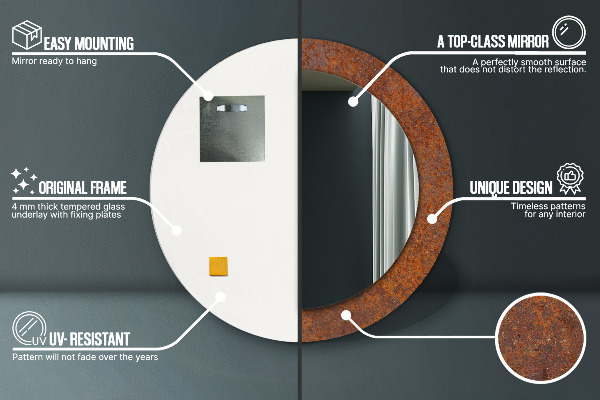 Ogledalo z okrasnim okvirjem Zarjavela kovina