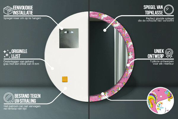 Ogledalo s potiskanim okvirjem Čarobni samorog
