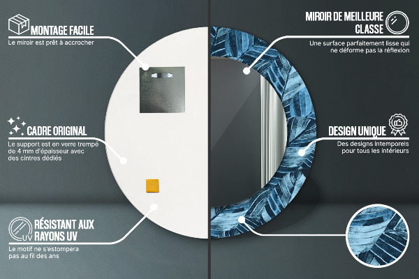 Ogledalo s potiskanim okvirjem Listi džungle