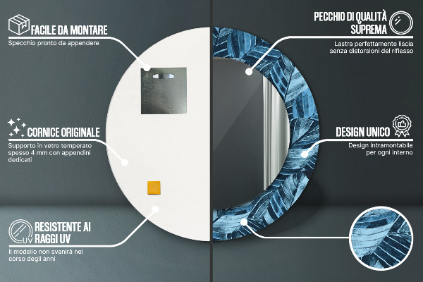 Ogledalo s potiskanim okvirjem Listi džungle