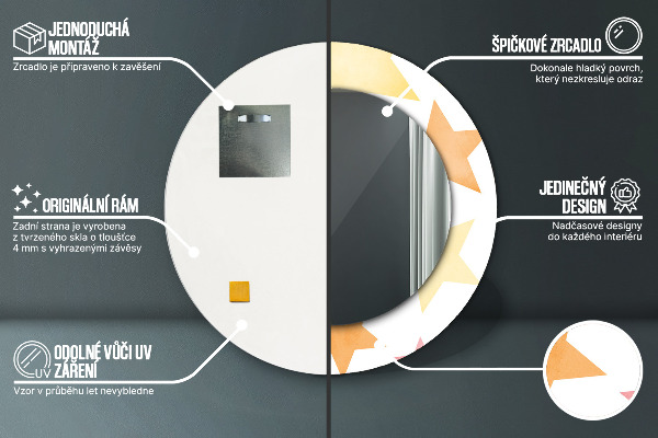 Ogledalo s potiskanim okvirjem Pastelne zvezde